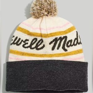 Madewell Retro Pom-Pom Beanie Winter Hat in Cloud Lining